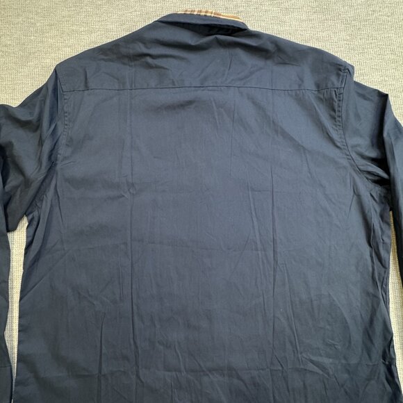 Coofandy Mens Size XXL Shirt Navy Blue Tan Plaid Trim Button-Up Long Sleeve NWT - Picture 5 of 13